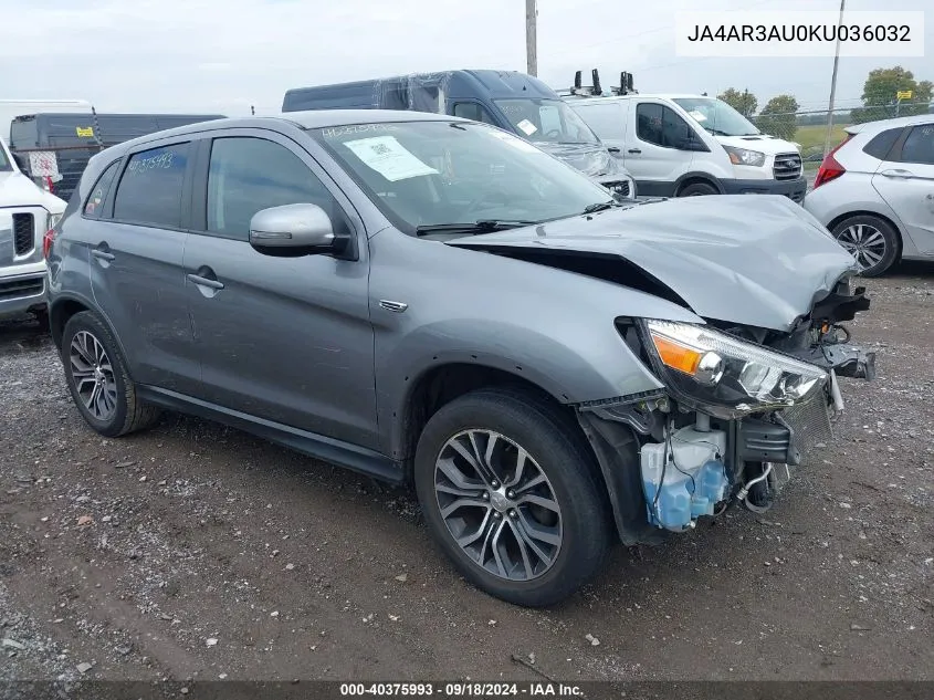 2019 Mitsubishi Outlander Sport 2.0 Es VIN: JA4AR3AU0KU036032 Lot: 40375993