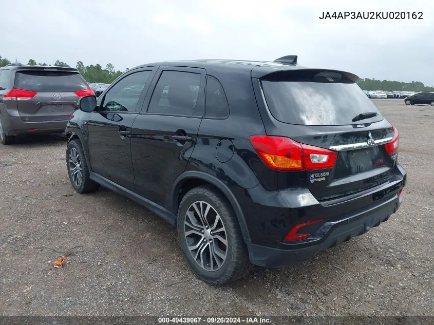 2019 Mitsubishi Outlander Sport Es/Le/Sp VIN: JA4AP3AU2KU020162 Lot: 40439067