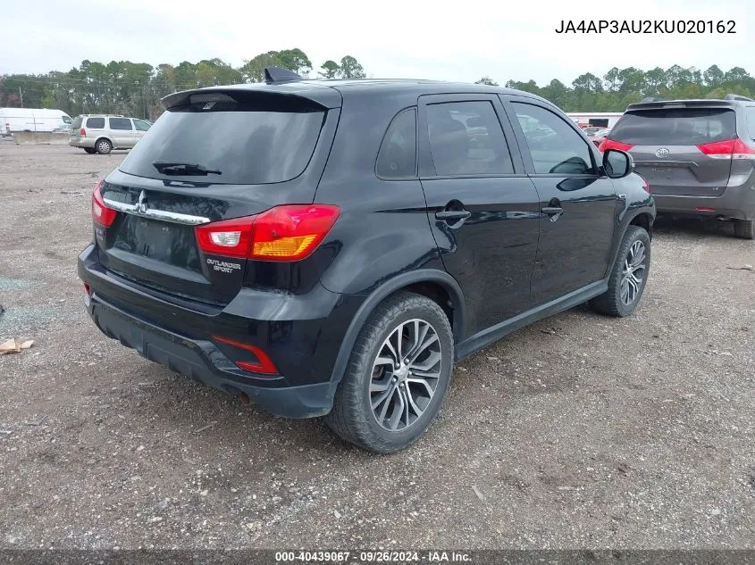 2019 Mitsubishi Outlander Sport Es/Le/Sp VIN: JA4AP3AU2KU020162 Lot: 40439067