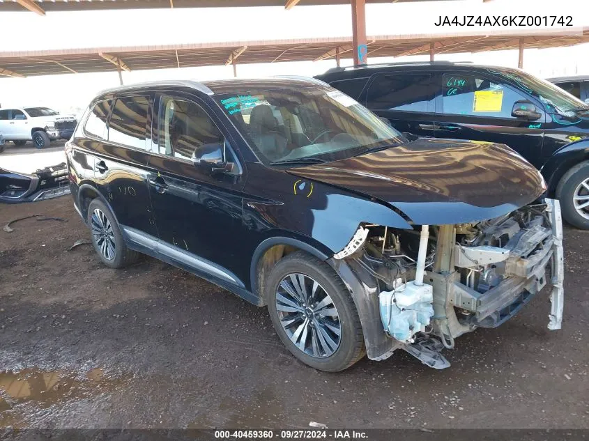 2019 Mitsubishi Outlander Gt VIN: JA4JZ4AX6KZ001742 Lot: 40459360