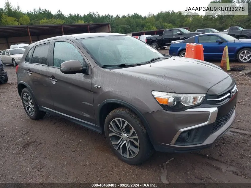 2019 Mitsubishi Outlander Sport Es/Le/Sp VIN: JA4AP3AU9KU033278 Lot: 40460403