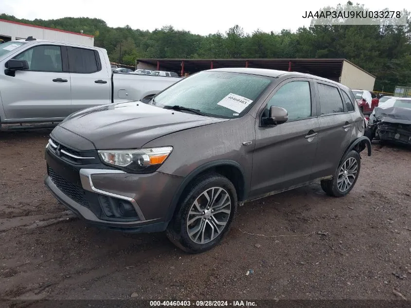 2019 Mitsubishi Outlander Sport Es/Le/Sp VIN: JA4AP3AU9KU033278 Lot: 40460403