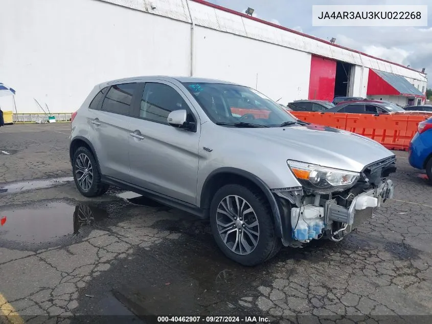 2019 Mitsubishi Outlander Sport 2.0 Es VIN: JA4AR3AU3KU022268 Lot: 40462907