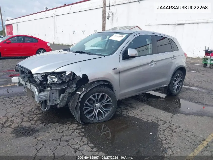 2019 Mitsubishi Outlander Sport 2.0 Es VIN: JA4AR3AU3KU022268 Lot: 40462907