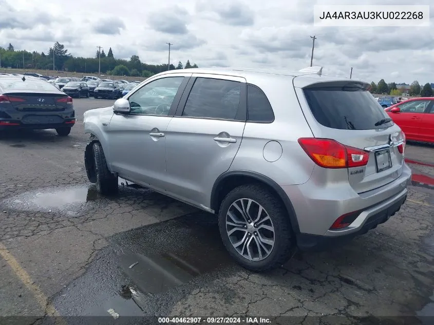 2019 Mitsubishi Outlander Sport 2.0 Es VIN: JA4AR3AU3KU022268 Lot: 40462907