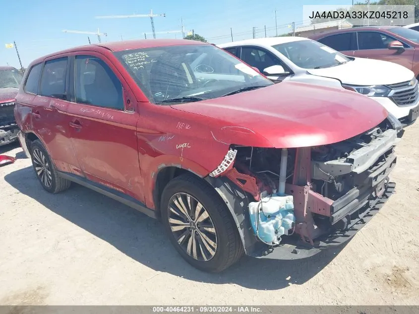 2019 Mitsubishi Outlander Se VIN: JA4AD3A33KZ045218 Lot: 40464231