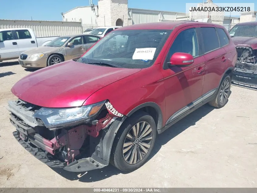 2019 Mitsubishi Outlander Se VIN: JA4AD3A33KZ045218 Lot: 40464231