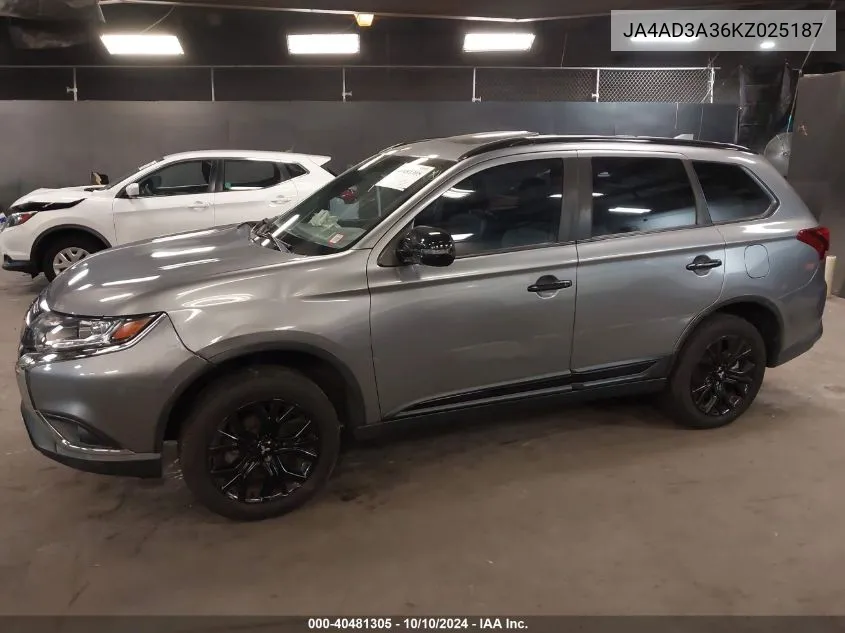 2019 Mitsubishi Outlander Le VIN: JA4AD3A36KZ025187 Lot: 40481305