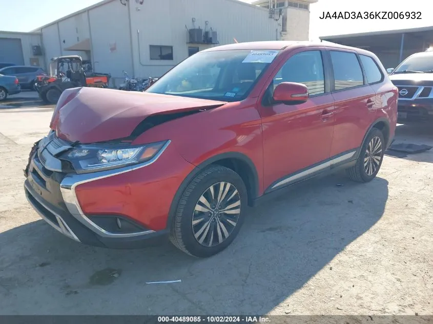 JA4AD3A36KZ006932 2019 Mitsubishi Outlander Se