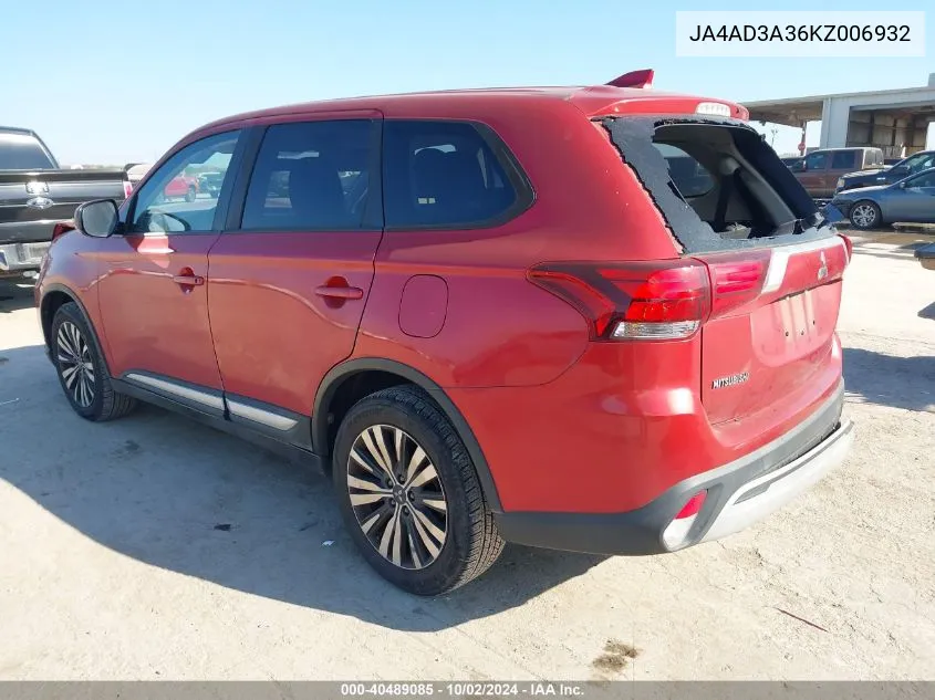 JA4AD3A36KZ006932 2019 Mitsubishi Outlander Se