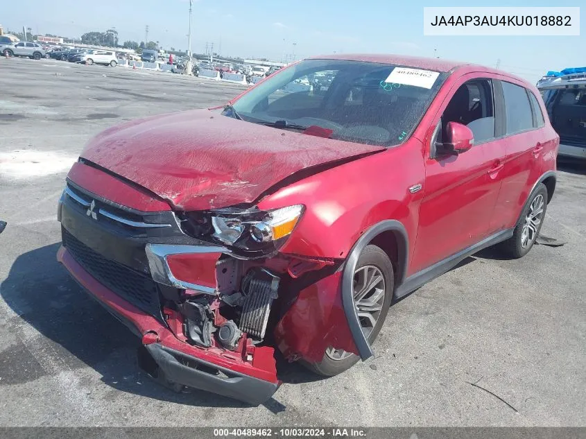 2019 Mitsubishi Outlander Sport 2.0 Es VIN: JA4AP3AU4KU018882 Lot: 40489462