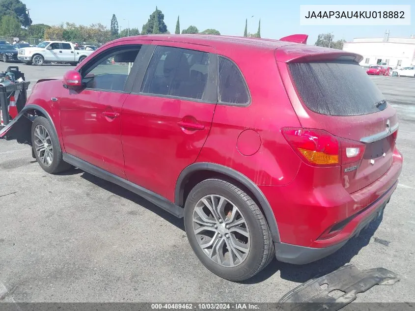 2019 Mitsubishi Outlander Sport 2.0 Es VIN: JA4AP3AU4KU018882 Lot: 40489462