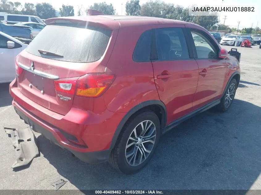 2019 Mitsubishi Outlander Sport 2.0 Es VIN: JA4AP3AU4KU018882 Lot: 40489462