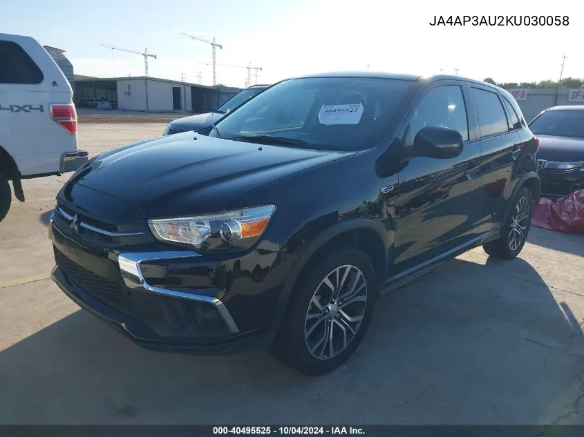 2019 Mitsubishi Outlander Sport 2.0 Es VIN: JA4AP3AU2KU030058 Lot: 40495525