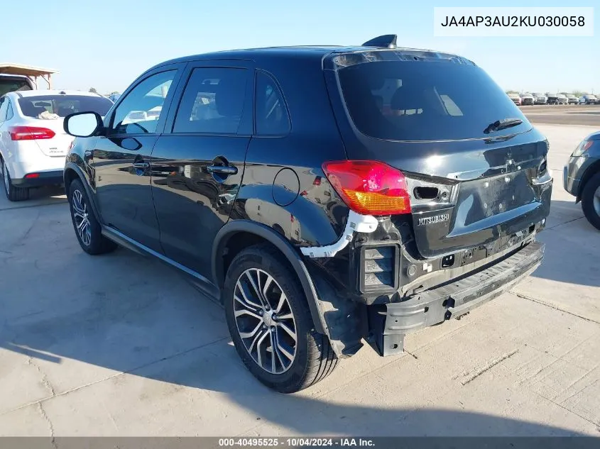 2019 Mitsubishi Outlander Sport 2.0 Es VIN: JA4AP3AU2KU030058 Lot: 40495525