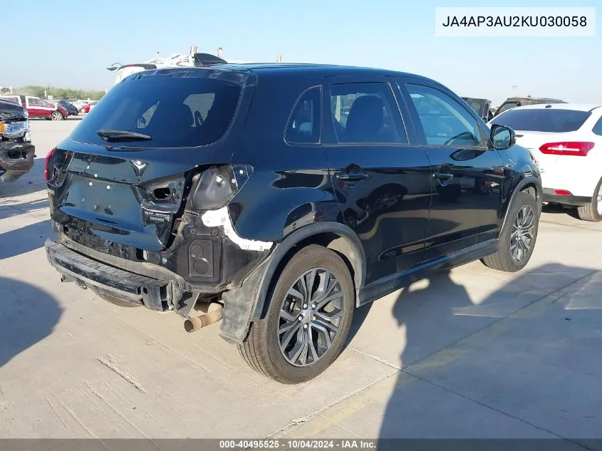 2019 Mitsubishi Outlander Sport 2.0 Es VIN: JA4AP3AU2KU030058 Lot: 40495525