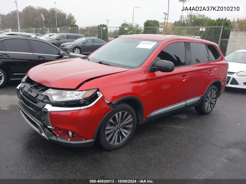 2019 Mitsubishi Outlander Es VIN: JA4AD2A37KZ010210 Lot: 40520013