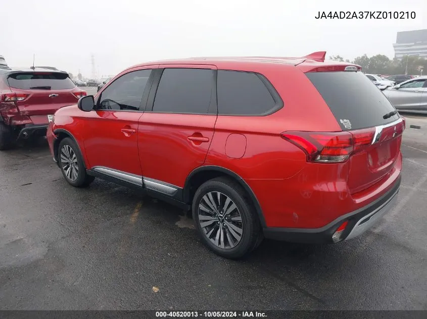 2019 Mitsubishi Outlander Es VIN: JA4AD2A37KZ010210 Lot: 40520013