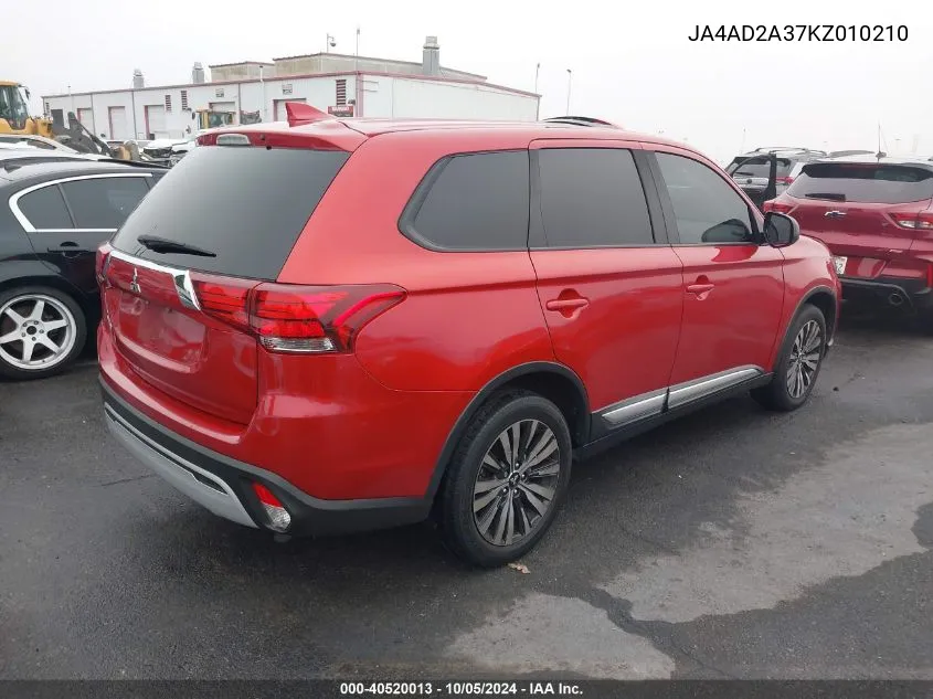 2019 Mitsubishi Outlander Es VIN: JA4AD2A37KZ010210 Lot: 40520013