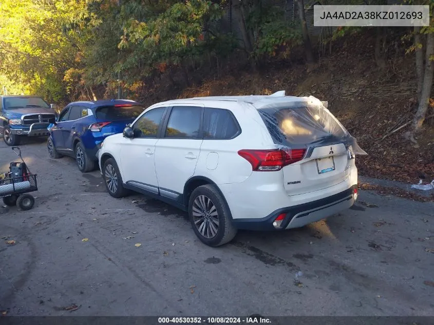 2019 Mitsubishi Outlander Es VIN: JA4AD2A38KZ012693 Lot: 40530352