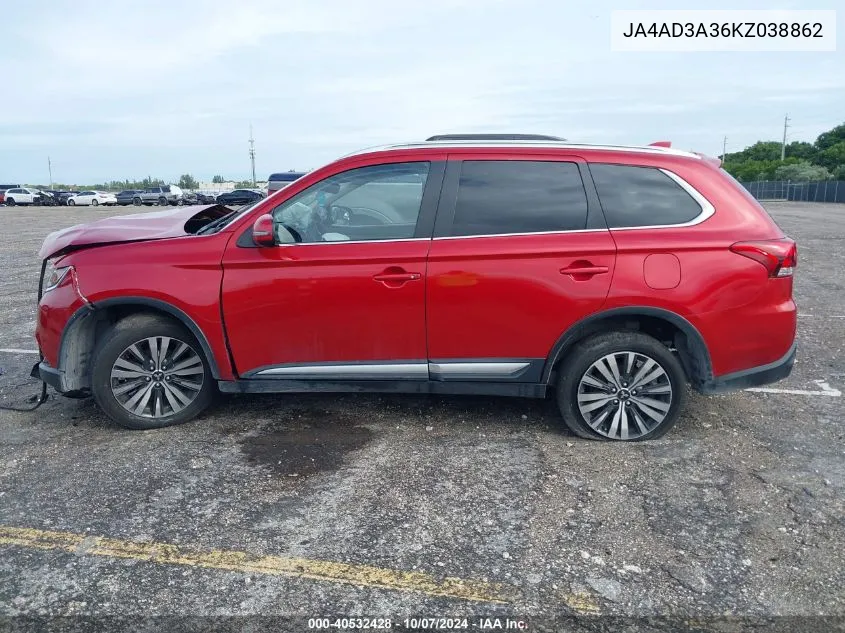 2019 Mitsubishi Outlander Se/Sel/Le VIN: JA4AD3A36KZ038862 Lot: 40532428