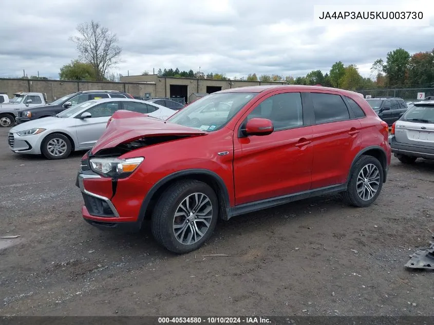 2019 Mitsubishi Outlander Sport 2.0 Es VIN: JA4AP3AU5KU003730 Lot: 40534580