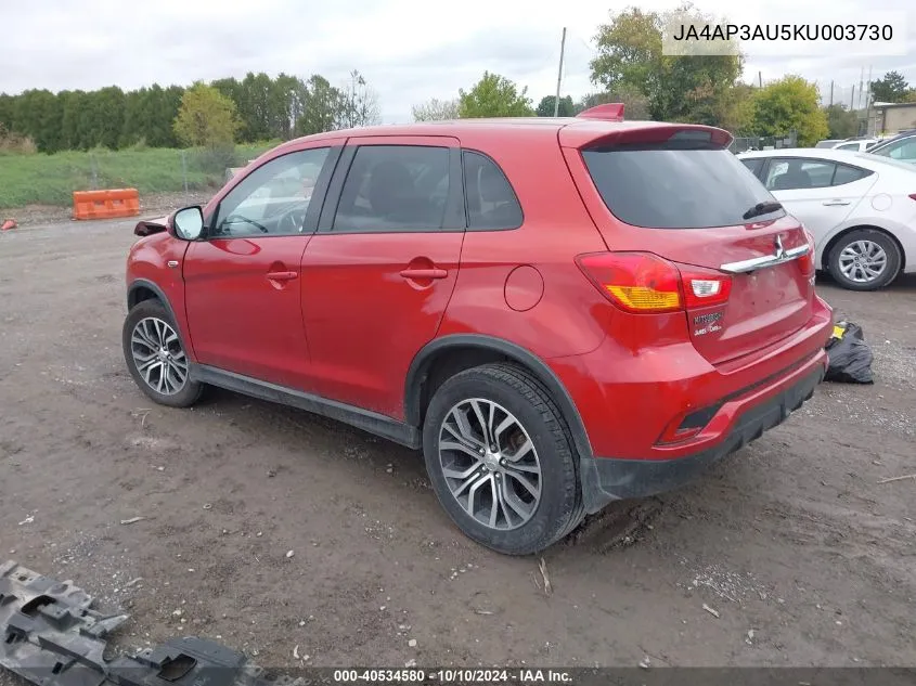 2019 Mitsubishi Outlander Sport 2.0 Es VIN: JA4AP3AU5KU003730 Lot: 40534580