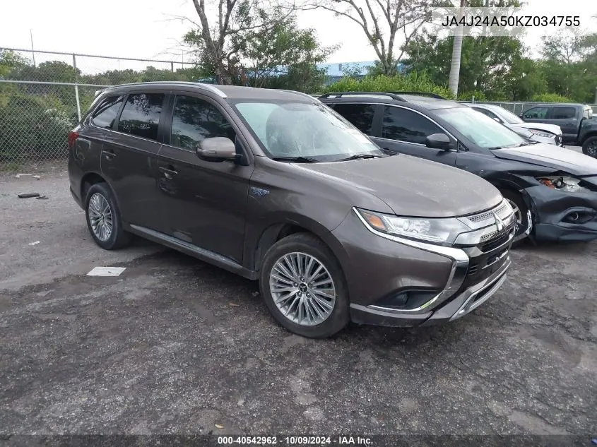 2019 Mitsubishi Outlander Sel/Gt VIN: JA4J24A50KZ034755 Lot: 40542962