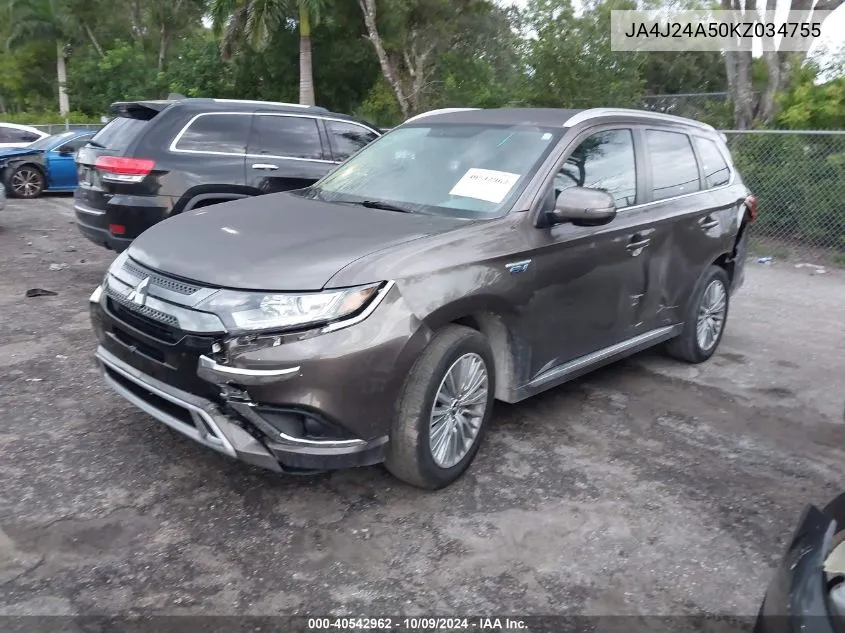 2019 Mitsubishi Outlander Sel/Gt VIN: JA4J24A50KZ034755 Lot: 40542962