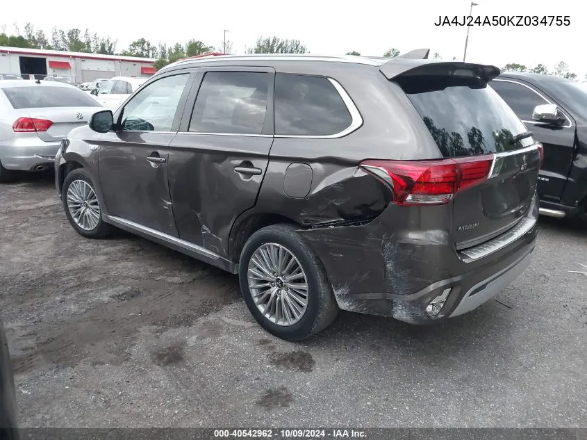 2019 Mitsubishi Outlander Sel/Gt VIN: JA4J24A50KZ034755 Lot: 40542962