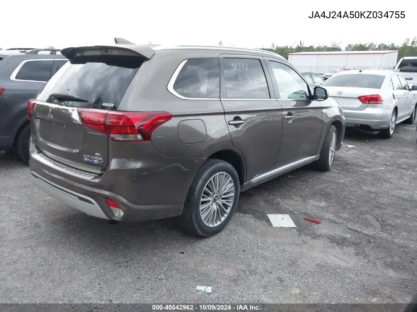 2019 Mitsubishi Outlander Sel/Gt VIN: JA4J24A50KZ034755 Lot: 40542962