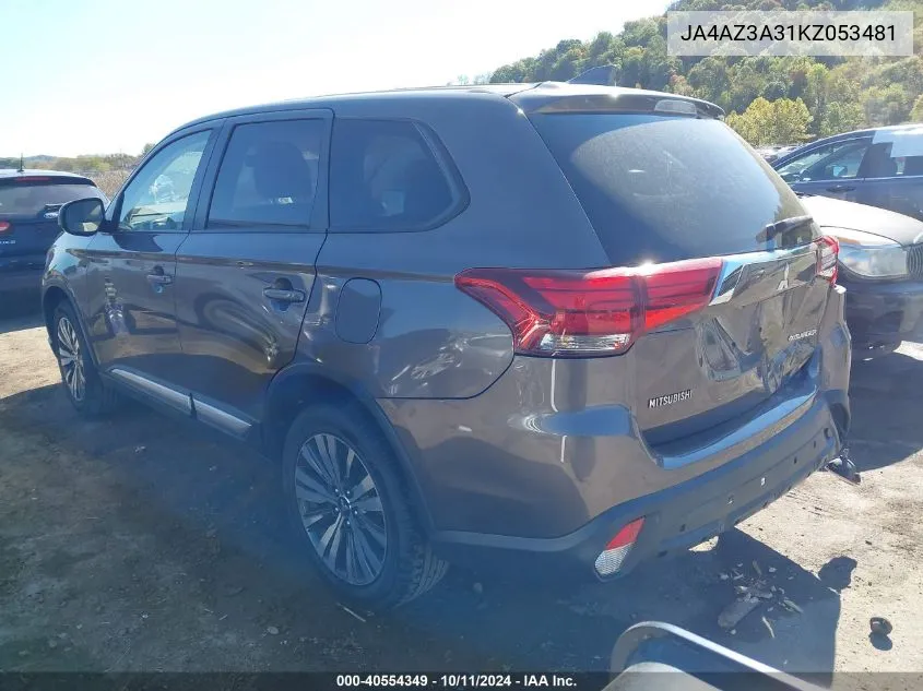 2019 Mitsubishi Outlander Es VIN: JA4AZ3A31KZ053481 Lot: 40554349