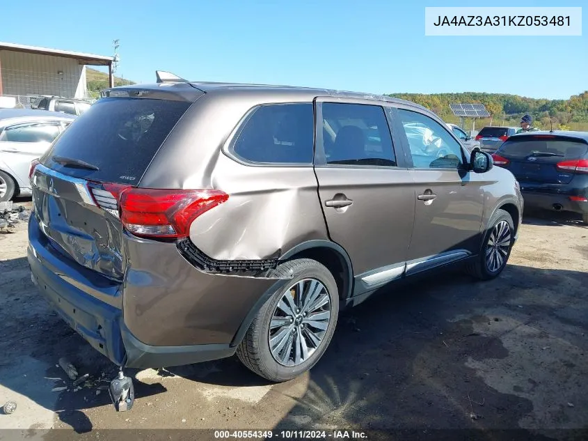 2019 Mitsubishi Outlander Es VIN: JA4AZ3A31KZ053481 Lot: 40554349