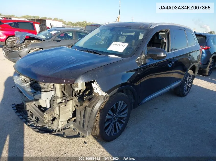 2019 Mitsubishi Outlander Se/Sel/Le VIN: JA4AD3A34KZ007366 Lot: 40559752