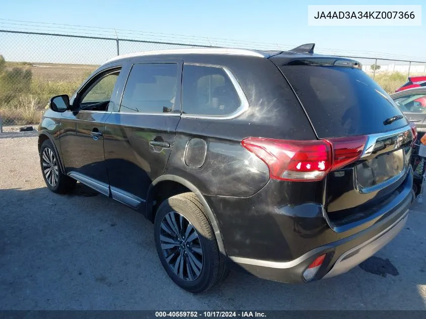 2019 Mitsubishi Outlander Se/Sel/Le VIN: JA4AD3A34KZ007366 Lot: 40559752