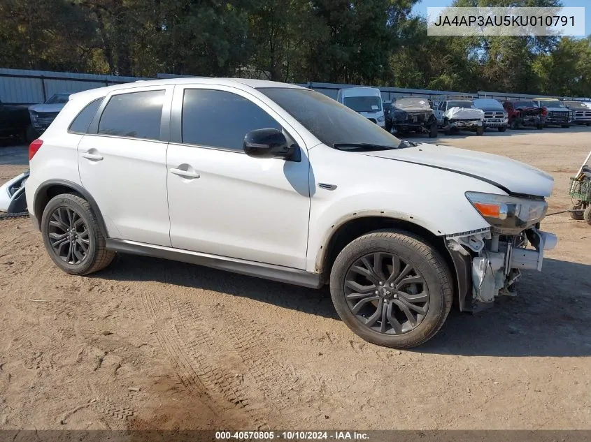 2019 Mitsubishi Outlander Sport 2.0 Le VIN: JA4AP3AU5KU010791 Lot: 40570805