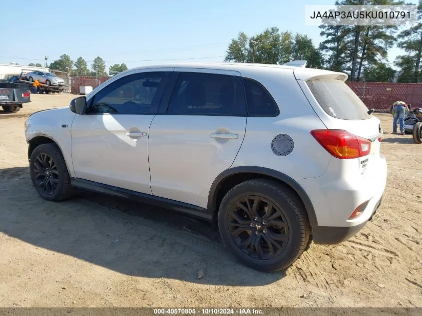 2019 Mitsubishi Outlander Sport 2.0 Le VIN: JA4AP3AU5KU010791 Lot: 40570805