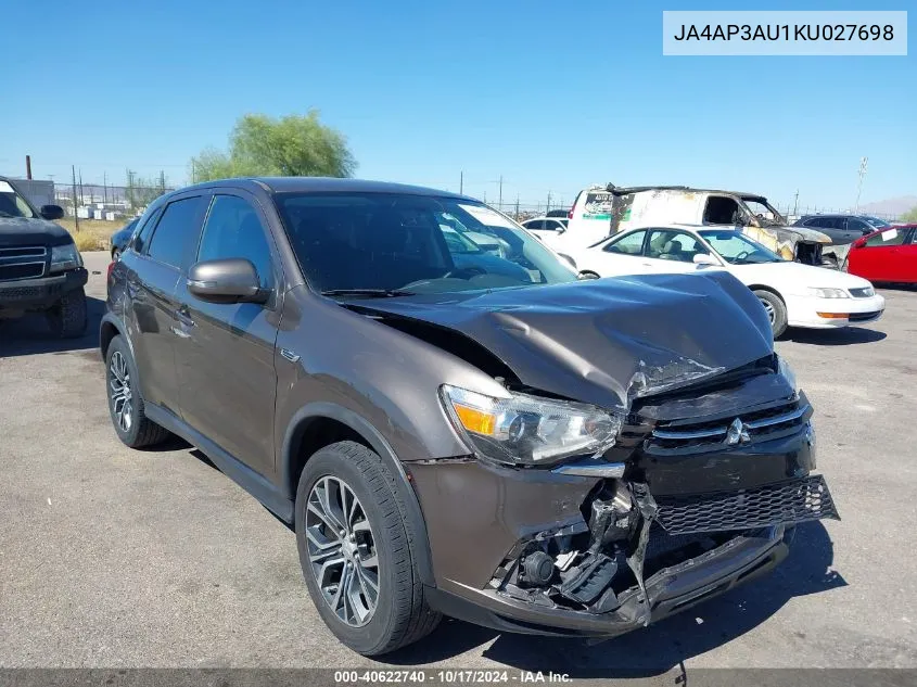 2019 Mitsubishi Outlander Sport 2.0 Es VIN: JA4AP3AU1KU027698 Lot: 40622740