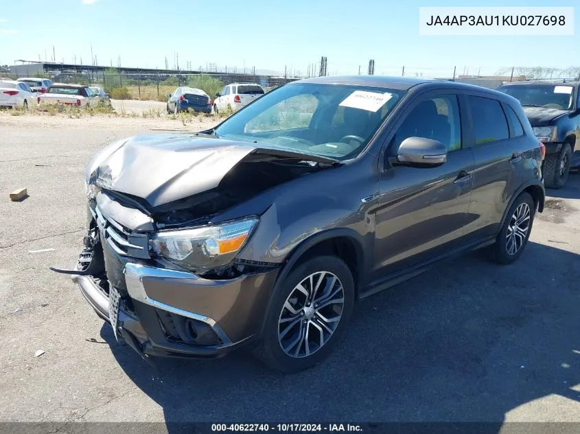 2019 Mitsubishi Outlander Sport 2.0 Es VIN: JA4AP3AU1KU027698 Lot: 40622740