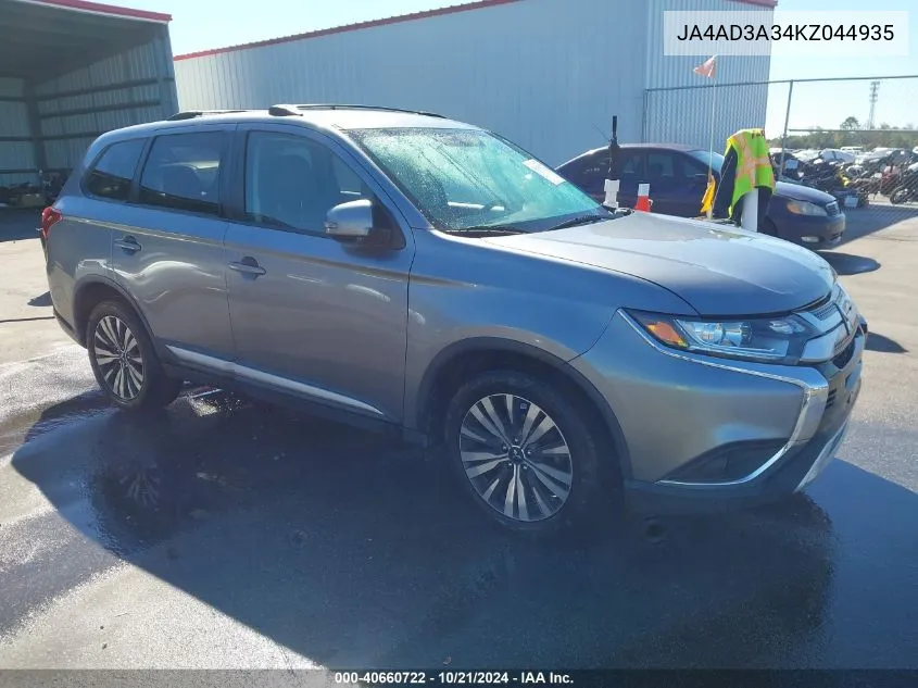 2019 Mitsubishi Outlander Se VIN: JA4AD3A34KZ044935 Lot: 40660722