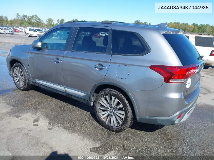 2019 Mitsubishi Outlander Se VIN: JA4AD3A34KZ044935 Lot: 40660722