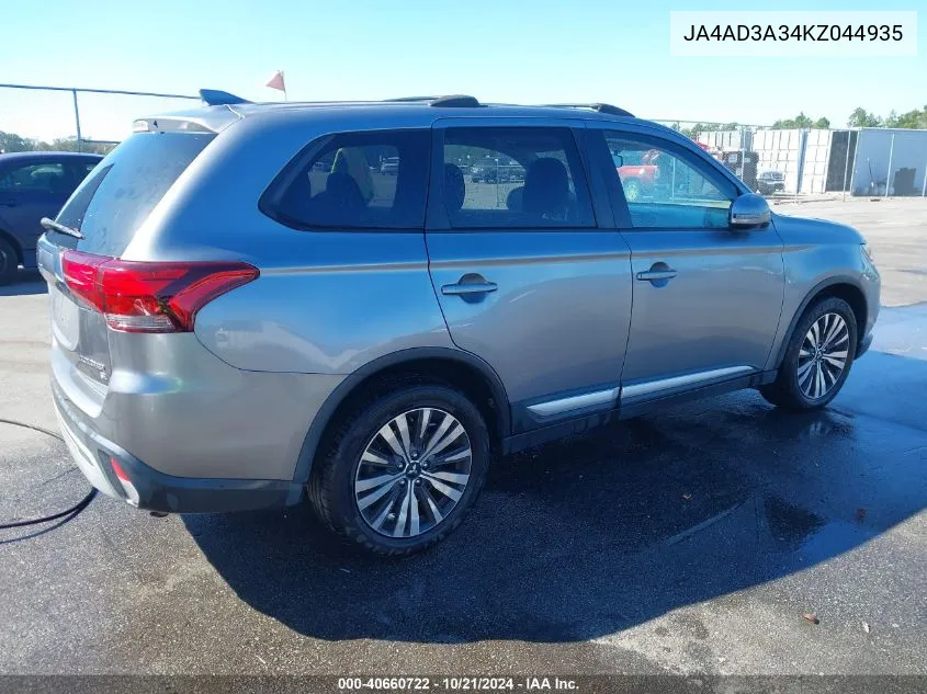 2019 Mitsubishi Outlander Se VIN: JA4AD3A34KZ044935 Lot: 40660722