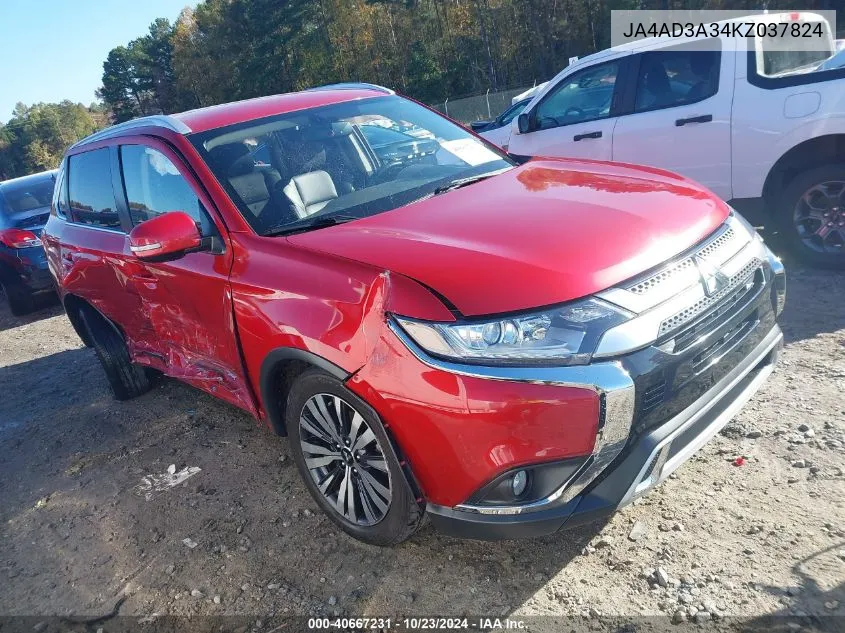 2019 Mitsubishi Outlander Sel VIN: JA4AD3A34KZ037824 Lot: 40667231