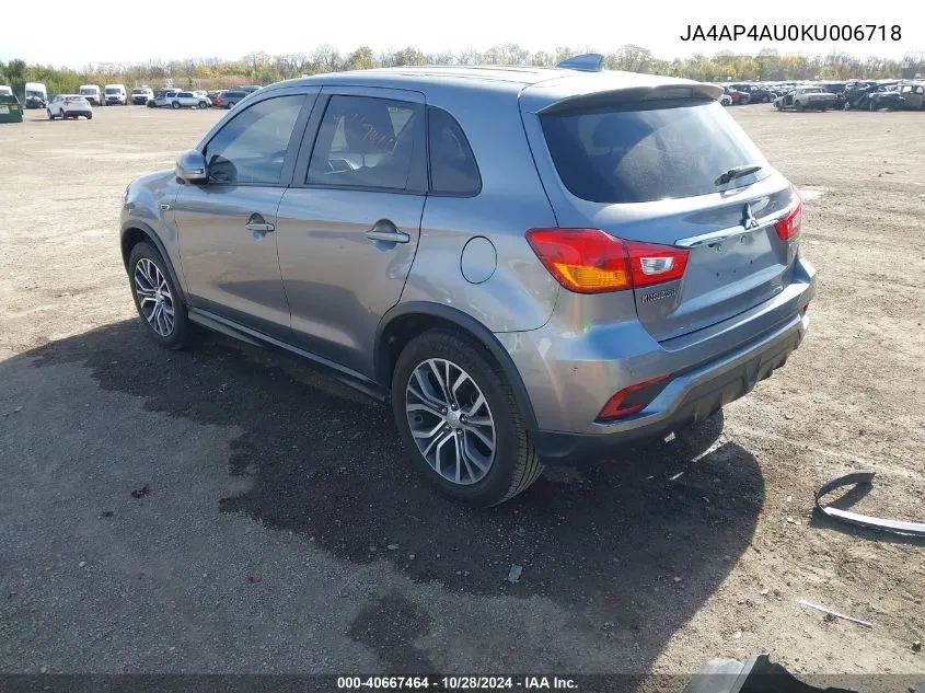 2019 Mitsubishi Outlander Sport 2.0 Se VIN: JA4AP4AU0KU006718 Lot: 40667464