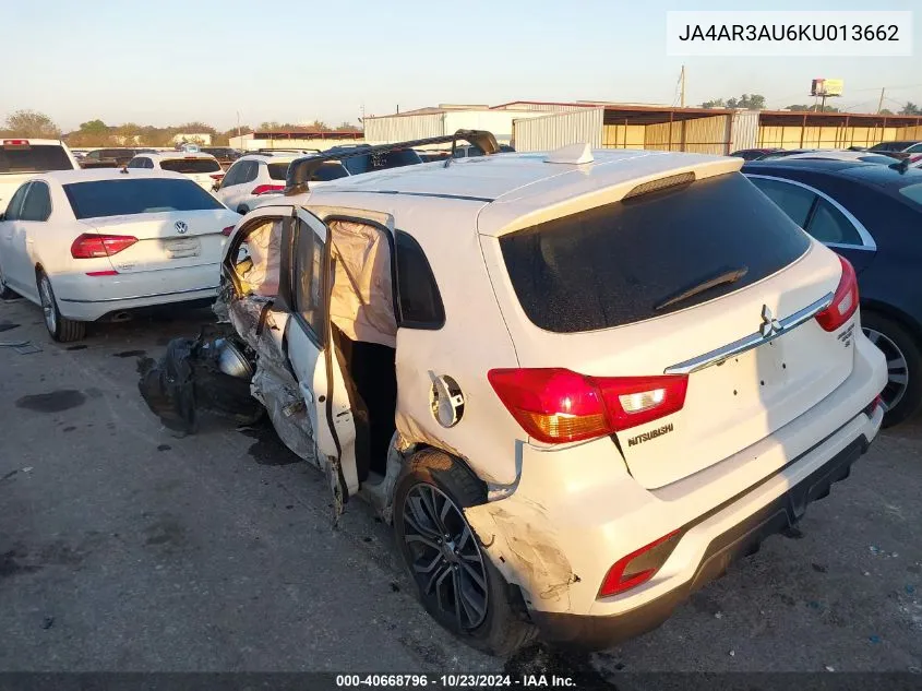 2019 Mitsubishi Outlander Sport 2.0 Es VIN: JA4AR3AU6KU013662 Lot: 40668796