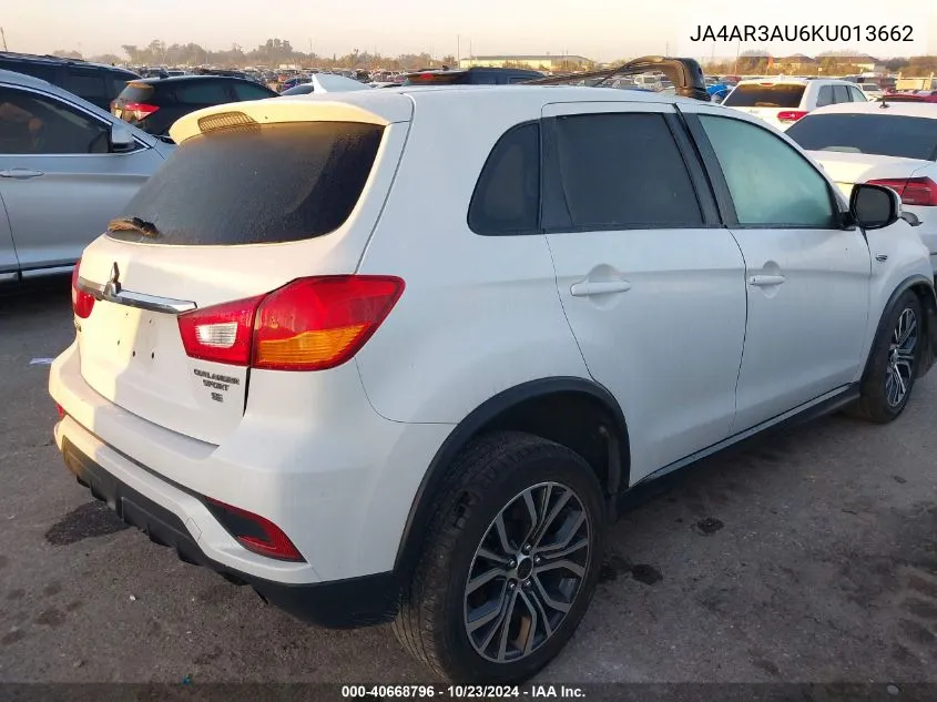 2019 Mitsubishi Outlander Sport 2.0 Es VIN: JA4AR3AU6KU013662 Lot: 40668796