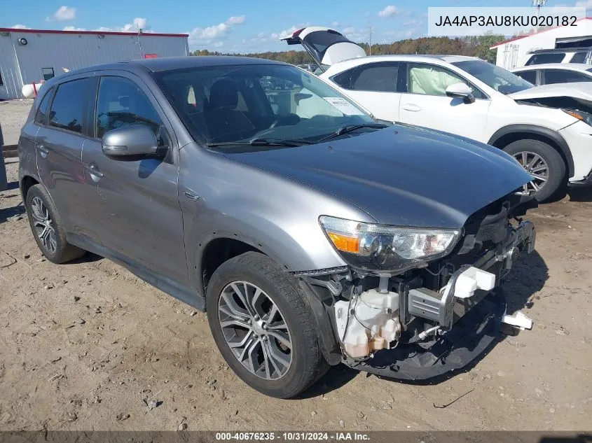 2019 Mitsubishi Outlander Sport 2.0 Es VIN: JA4AP3AU8KU020182 Lot: 40676235