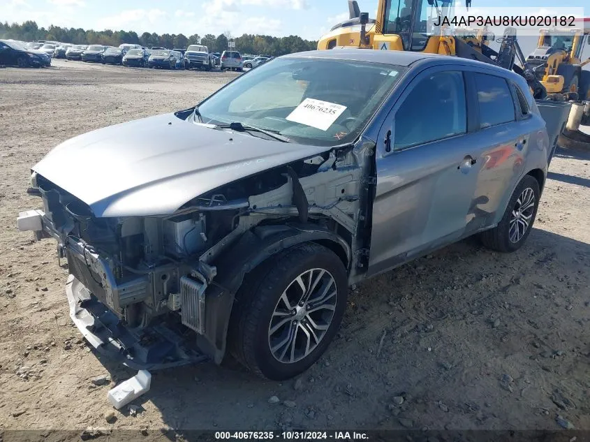 2019 Mitsubishi Outlander Sport 2.0 Es VIN: JA4AP3AU8KU020182 Lot: 40676235