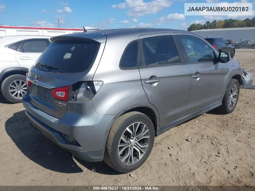 2019 Mitsubishi Outlander Sport 2.0 Es VIN: JA4AP3AU8KU020182 Lot: 40676235