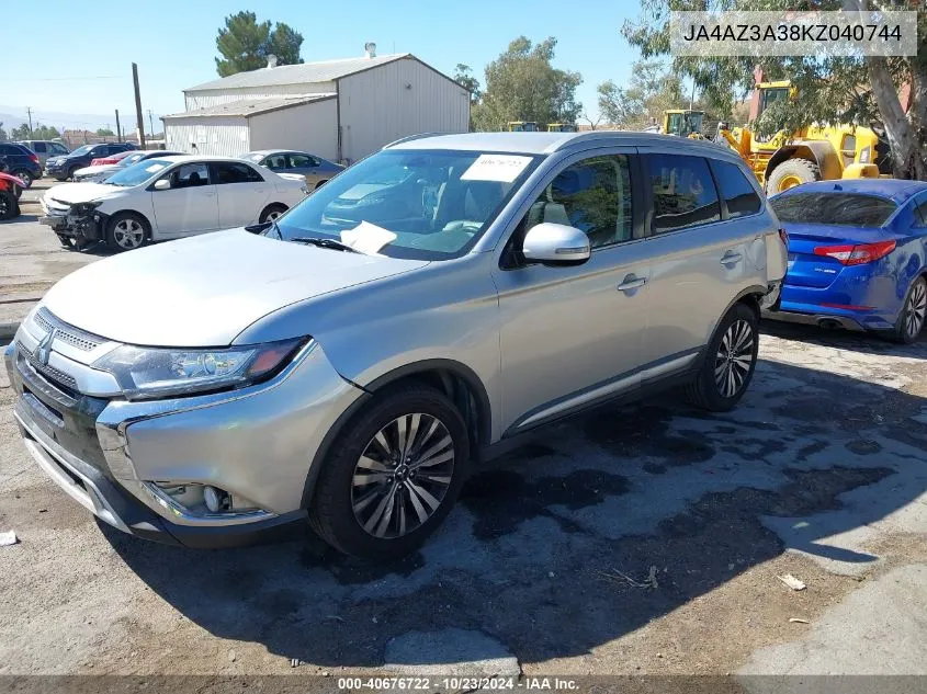 2019 Mitsubishi Outlander Sel VIN: JA4AZ3A38KZ040744 Lot: 40676722